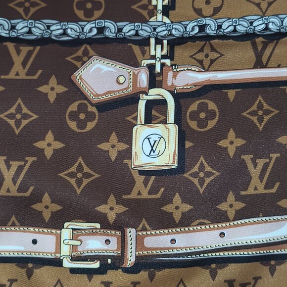 Louis Vuitton Brown Square Silk Scarf - Picture 2 of 3